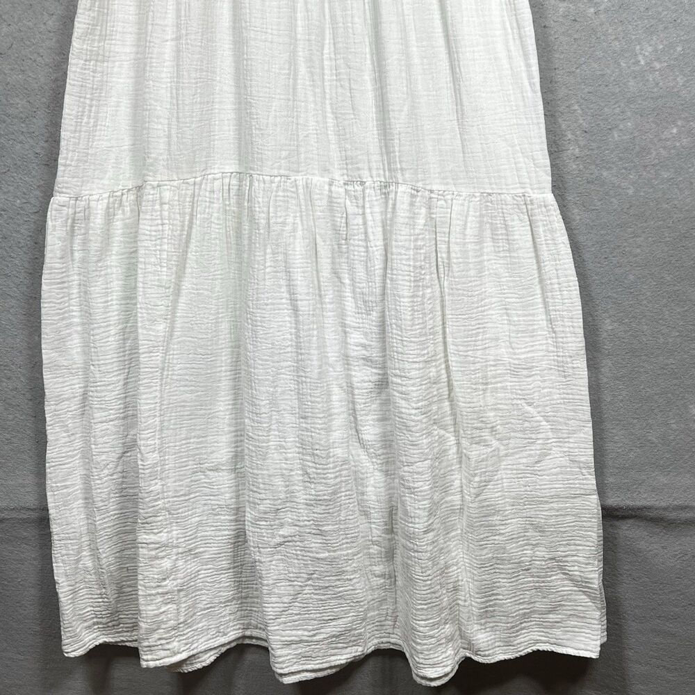 Anthropologie Dress XXS White Gauze Tiered Babydoll Cottage Core Short Sleeve - Picture 5 of 12